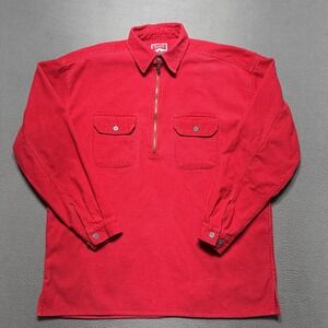 Vintage Marlboro Unlimited Shirt Mens Medium Red Corduroy Half Zip Pullover 90s